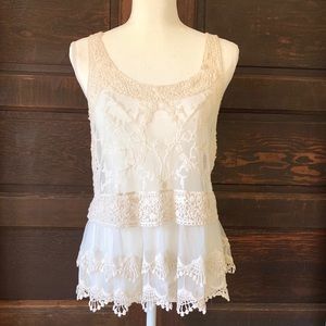 EXPRESS Baroque Tiered Lace Tank